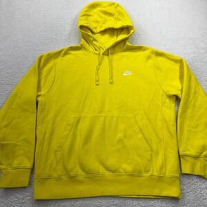 Nike Sportswear Club Fleece Pullover Hoodie Bright Yellow Men's M Basic Comfort